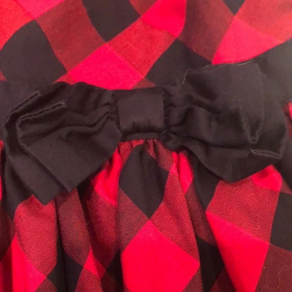 Just One You Carter's Red Black Buffalo Plaid Puff Sleeve A-Line Dress Girls 5T